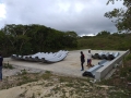 thick concrete slab for the metal structure